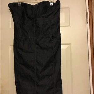Dark denim strapless dress